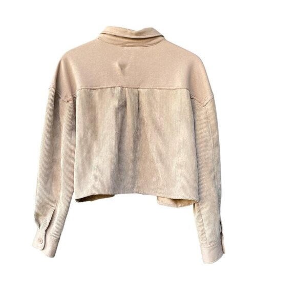 Crave Fame Cropped Tan Corduroy Button Down Jacket Juniors XL - Picture 2 of 16